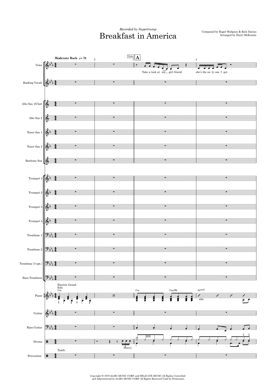 Breakfast In America Jazz Ensemble scores gallery preview page 1