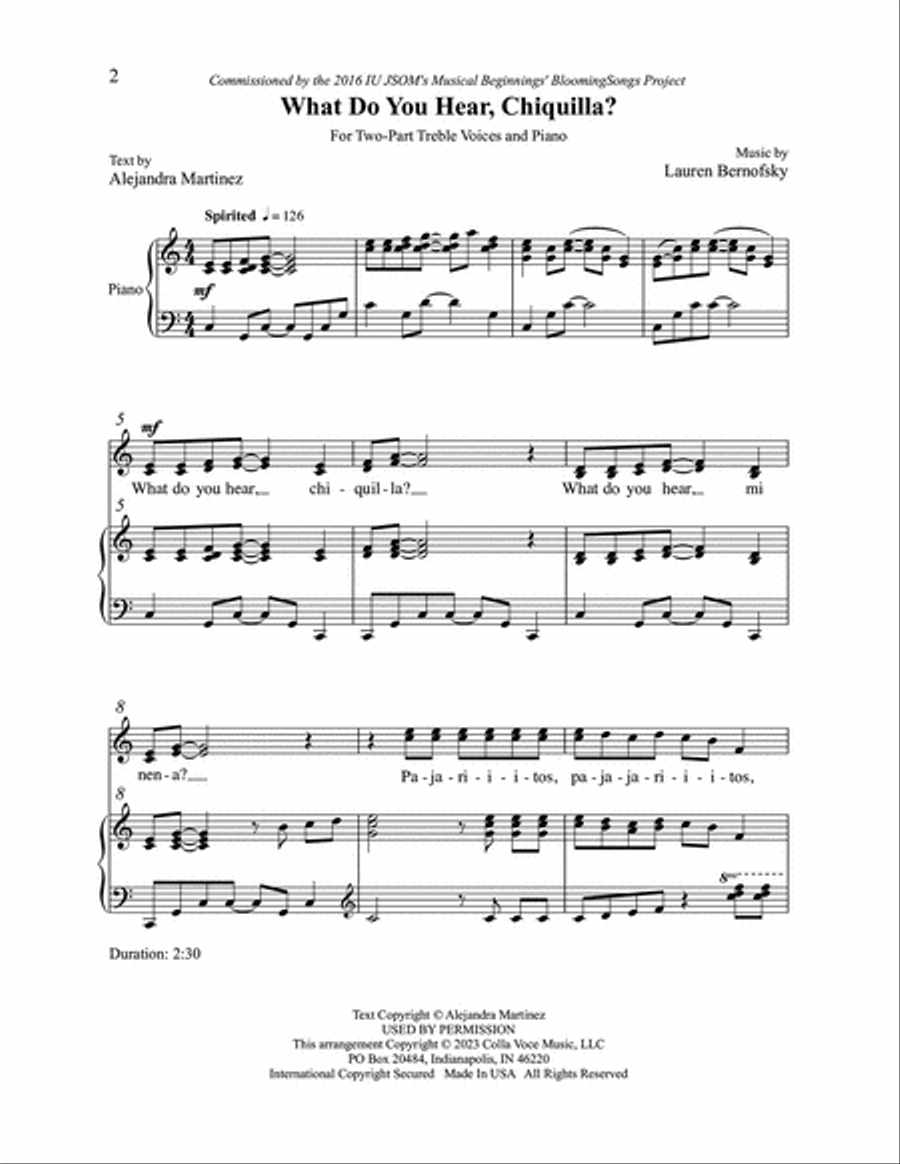 What Do You Hear, Chiquilla? 2-Part scores gallery preview page 2