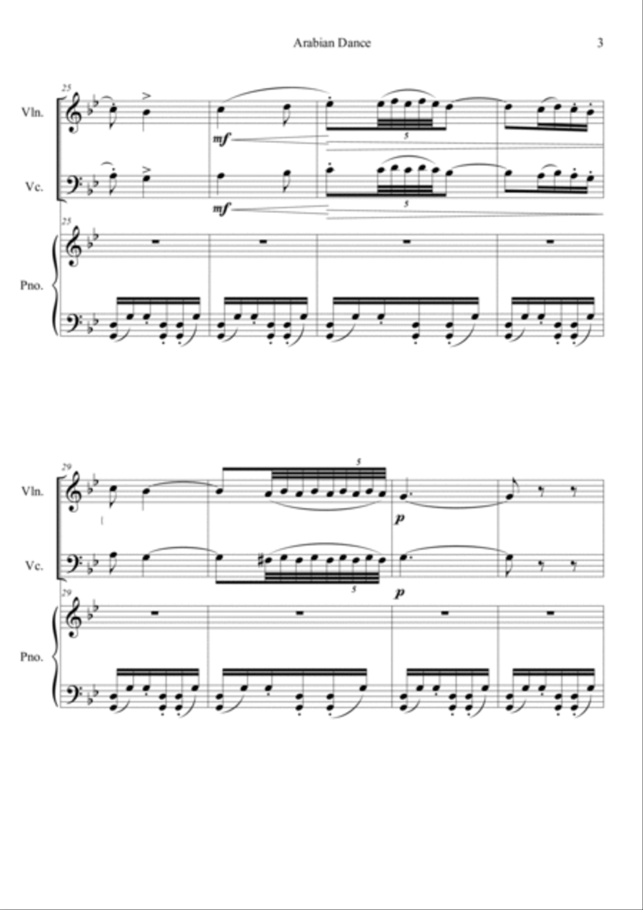 Nutcracker Op.71a - Arabian Dance Piano Trio scores gallery preview page 3