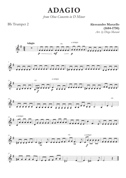 Marcello's Adagio for Brass Quartet image number null