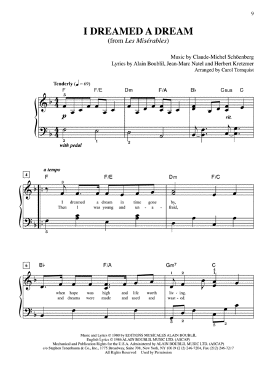 Susan Boyle -- I Dreamed a Dream Easy Piano scores gallery preview page 2
