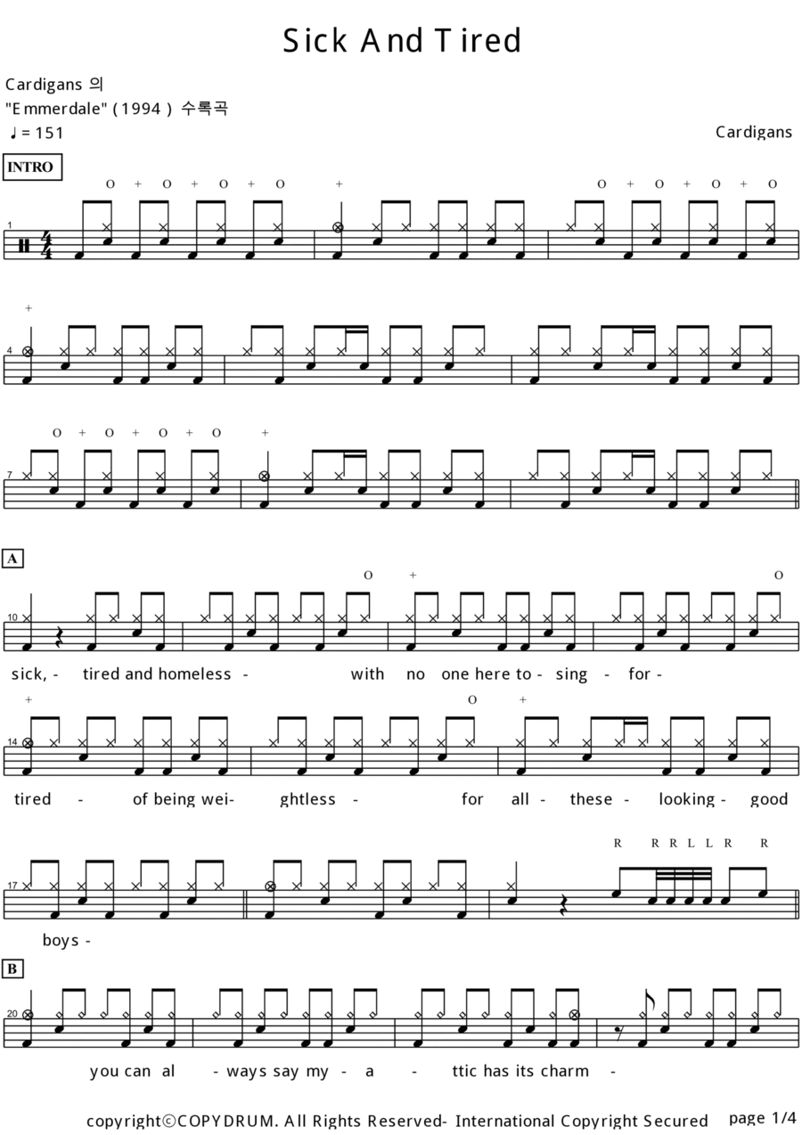 Sick And Tired Drum Set scores gallery preview page 1