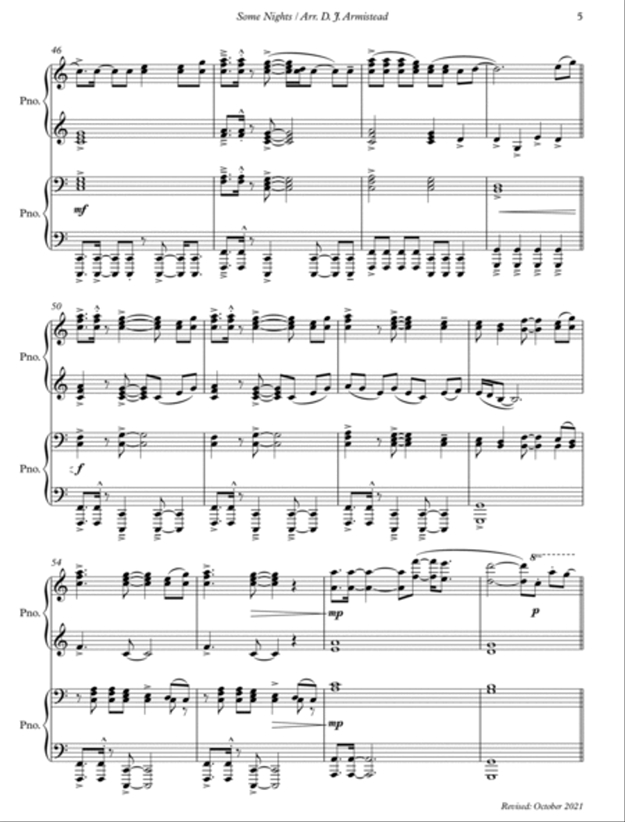 Some Nights 1 Piano, 4-Hands scores gallery preview page 5