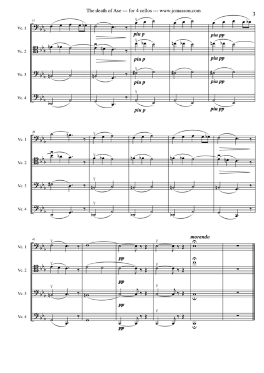 The death of Ase by E.Grieg for cello quartet --- Score and parts --- JCM 2009 String Quartet scores gallery preview page 6