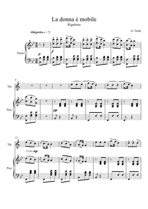 Giuseppe Verdi - La donna e mobile (Rigoletto) Trumpet Solo - Bb Key