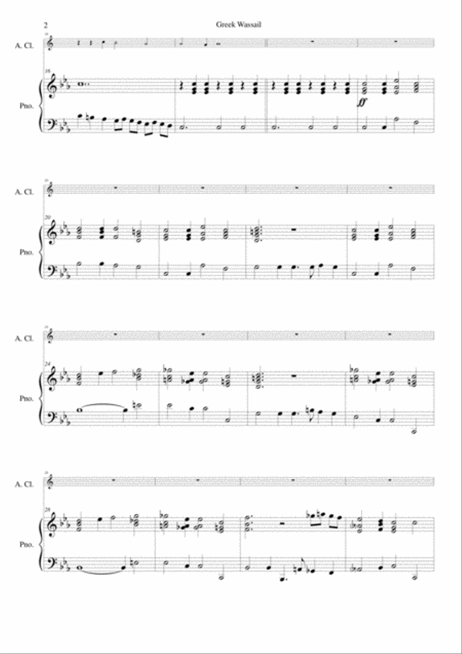 Greek Wassail for alto clarinet and piano Clarinet scores gallery preview page 2
