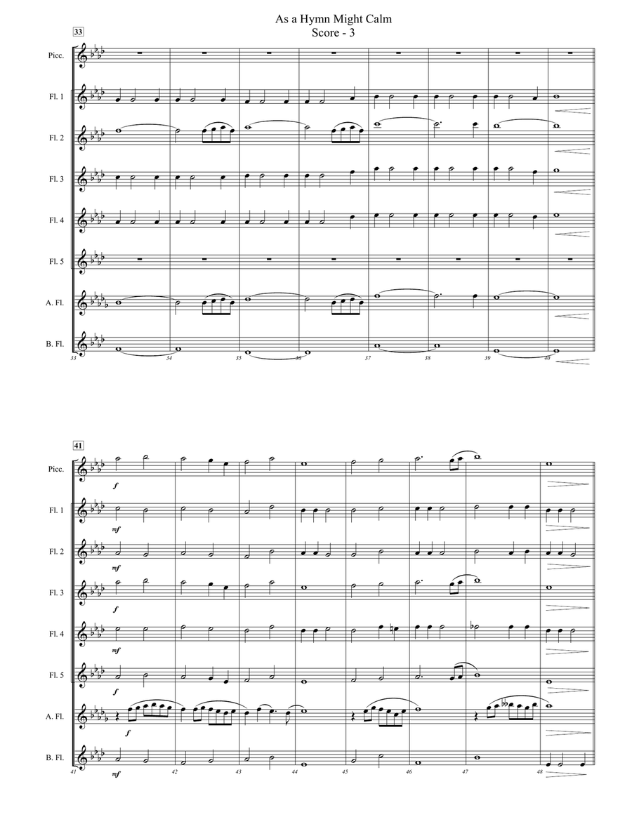 As a Hymn Might Calm (for Expandable Flute Choir) Flute Choir scores gallery preview page 3