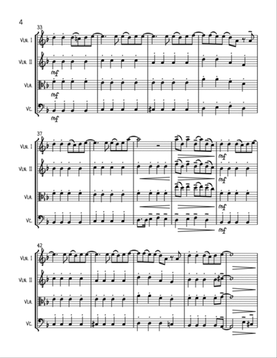 City Of Stars String Quartet scores gallery preview page 4