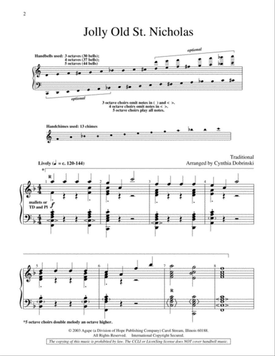 Jolly Old St. Nicholas Handbell 5-Octaves scores gallery preview page 8