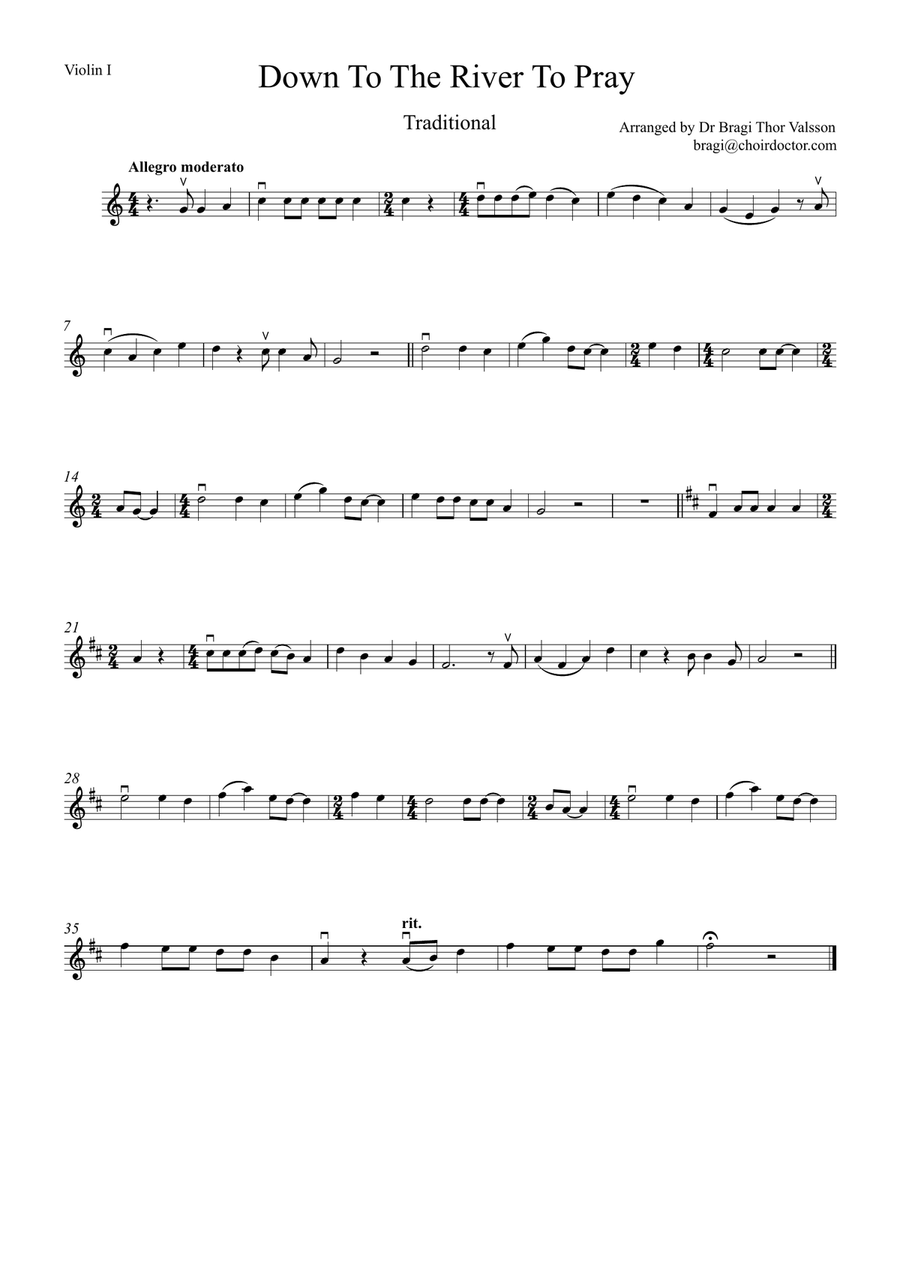 Down To The River To Pray - String Quartet with optional Piano accompaniment - score and parts String Quartet scores gallery preview page 5