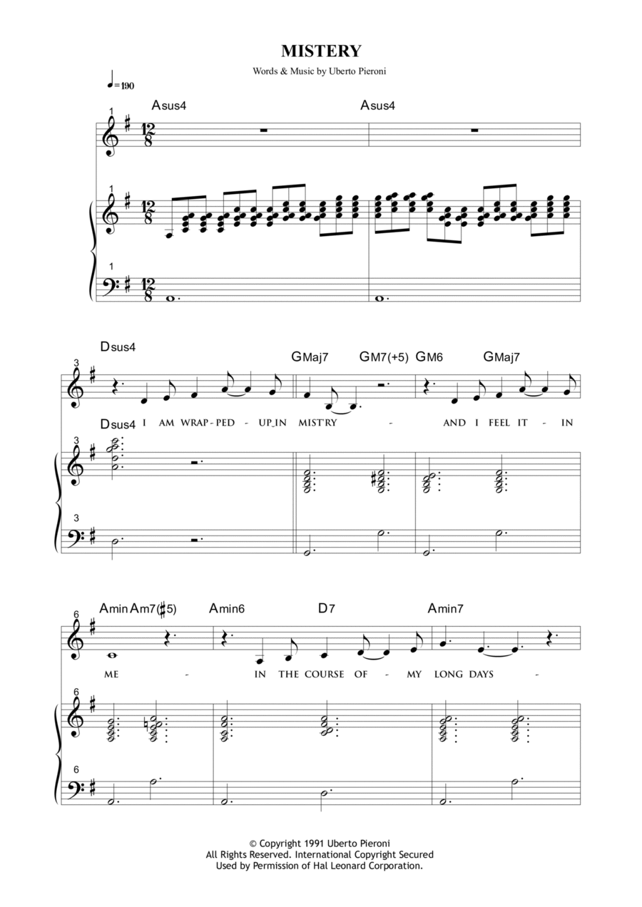 Mistery Mistery Piano, Vocal, Guitar scores gallery preview page 1