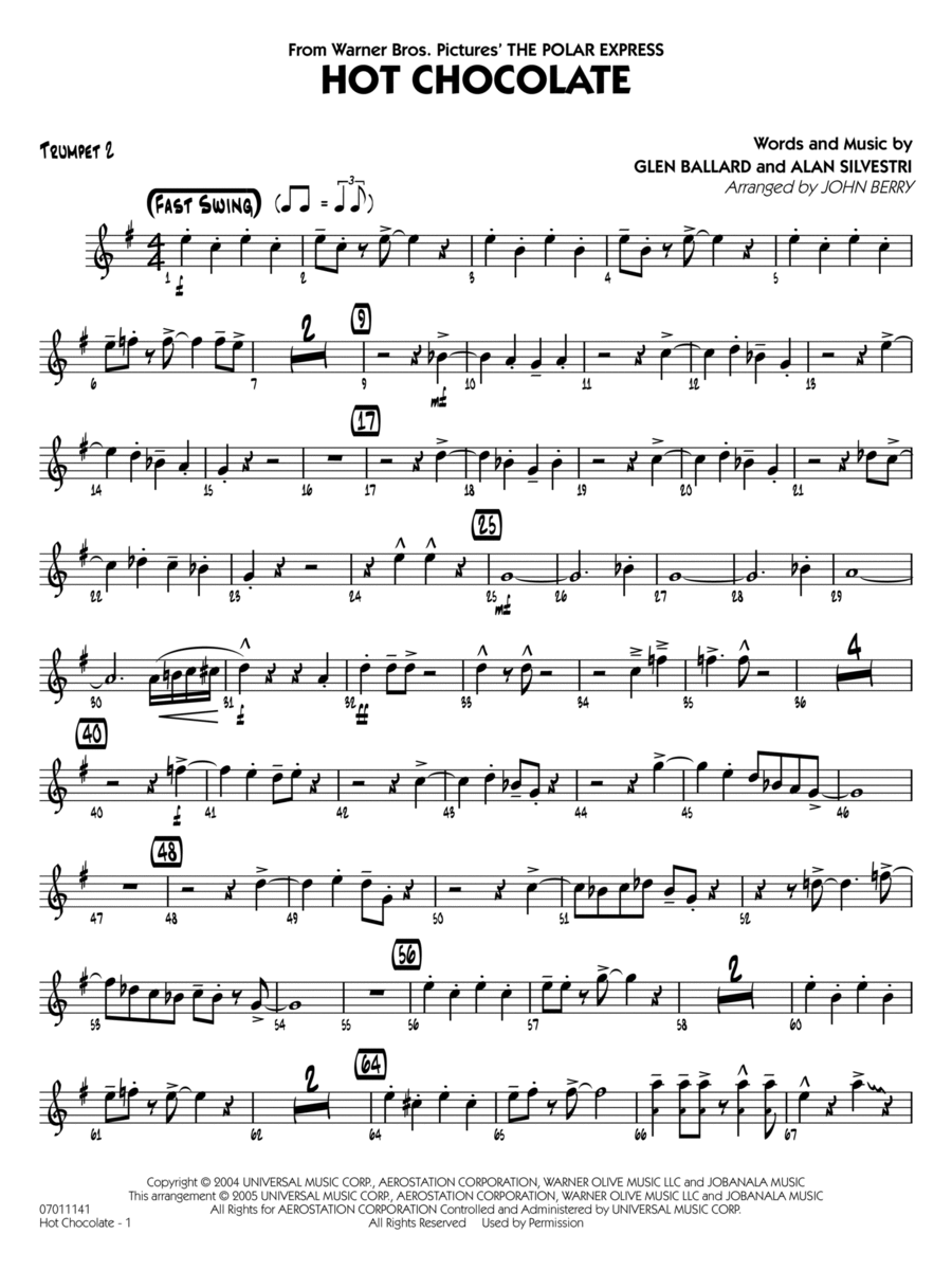 Hot Chocolate (from The Polar Express) (arr. John Berry) - Trumpet 2 Jazz Ensemble scores gallery preview page 1