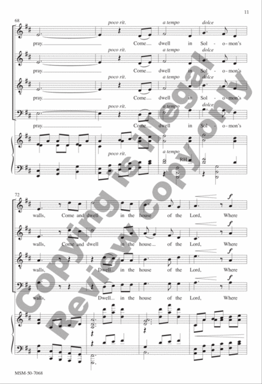 Come Dwell in Solomon's Walls 4-Part scores gallery preview page 10