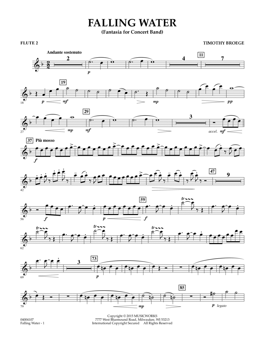 Falling Water - Flute 2 Falling Water - Flute 2 Flute scores gallery preview page 1