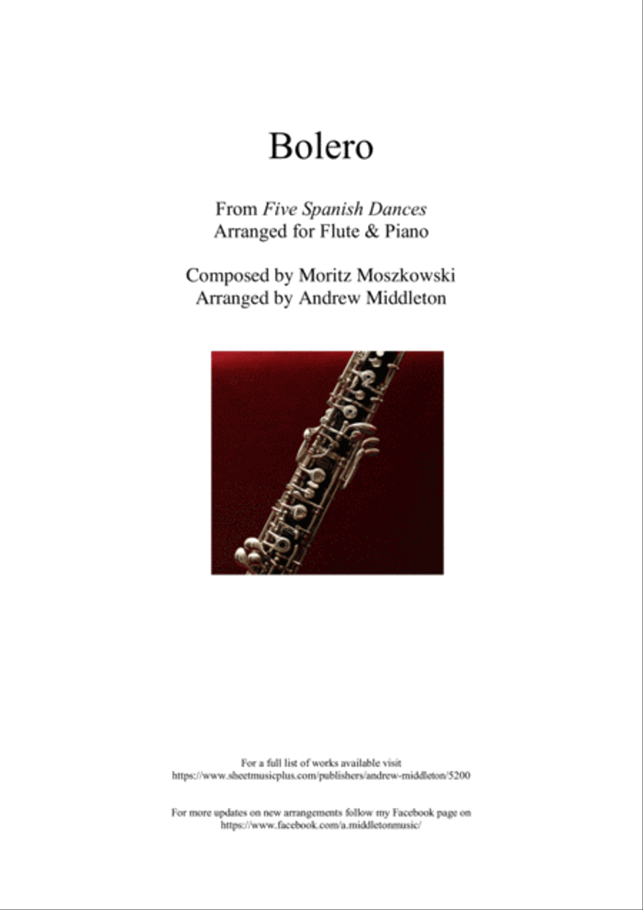 Bolero from Five Spanish Dances arranged for Oboe and Piano Violin scores gallery preview page 1