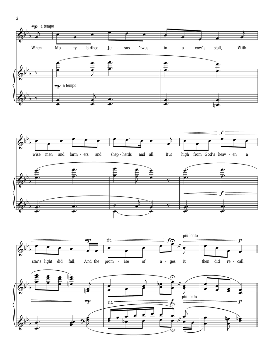 I Wonder As I Wander Piano, Vocal scores gallery preview page 2