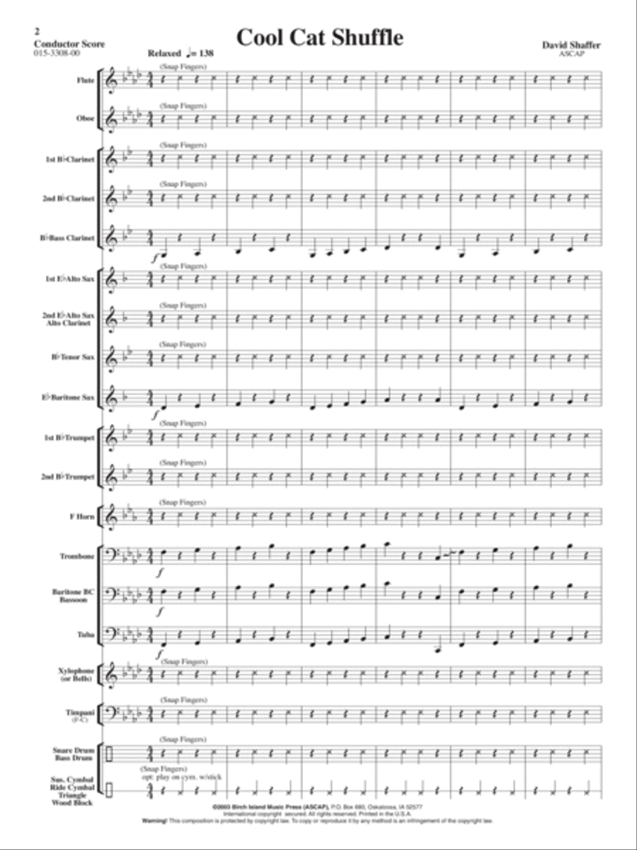 Cool Cat Shuffle Concert Band - Sheet Music page 2