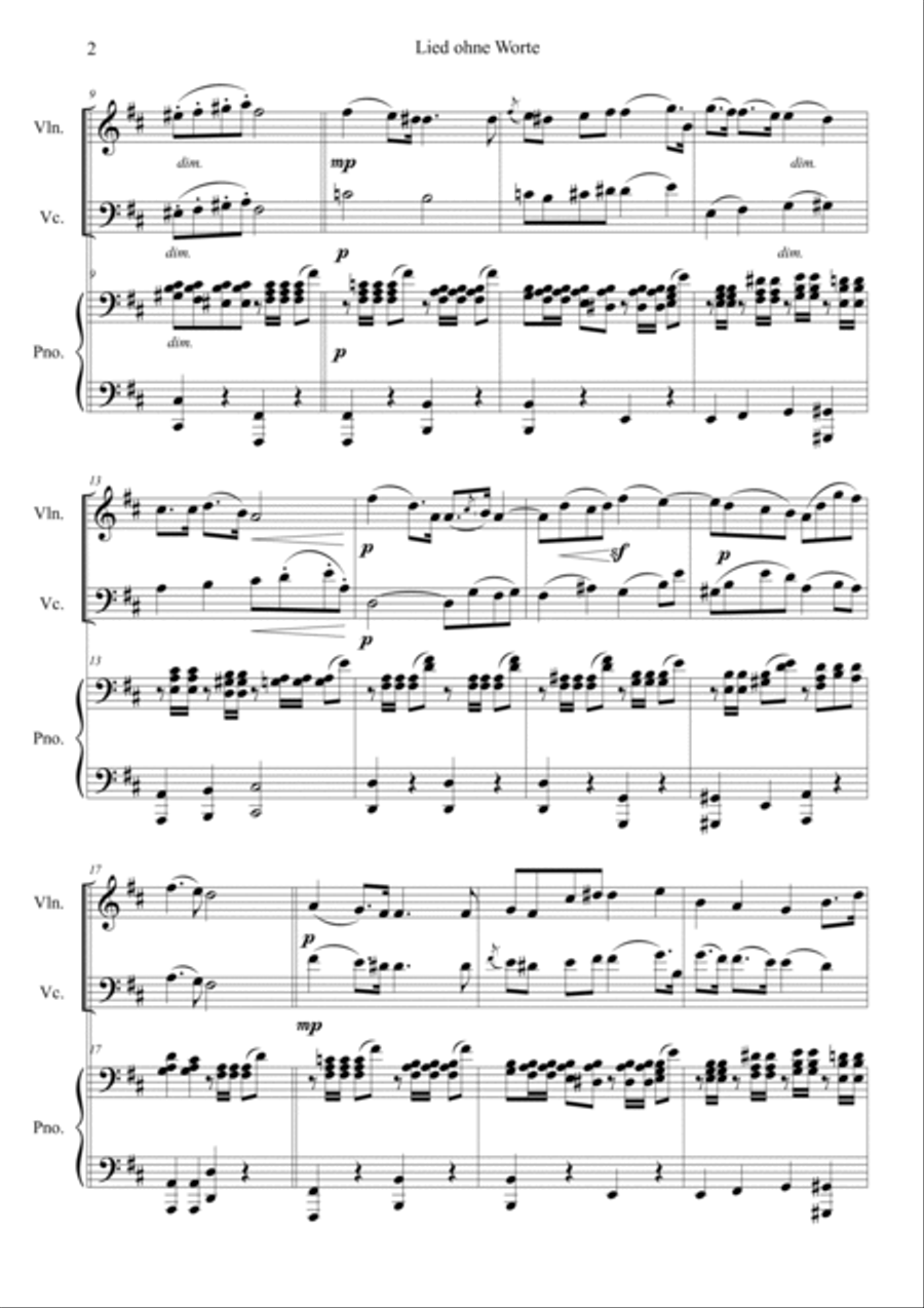 Lied ohne Worte. op. 109 Hard Version Piano Trio scores gallery preview page 2