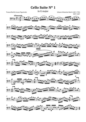 Book cover for Cello Suite No 1 in G major - Allemande - Bach