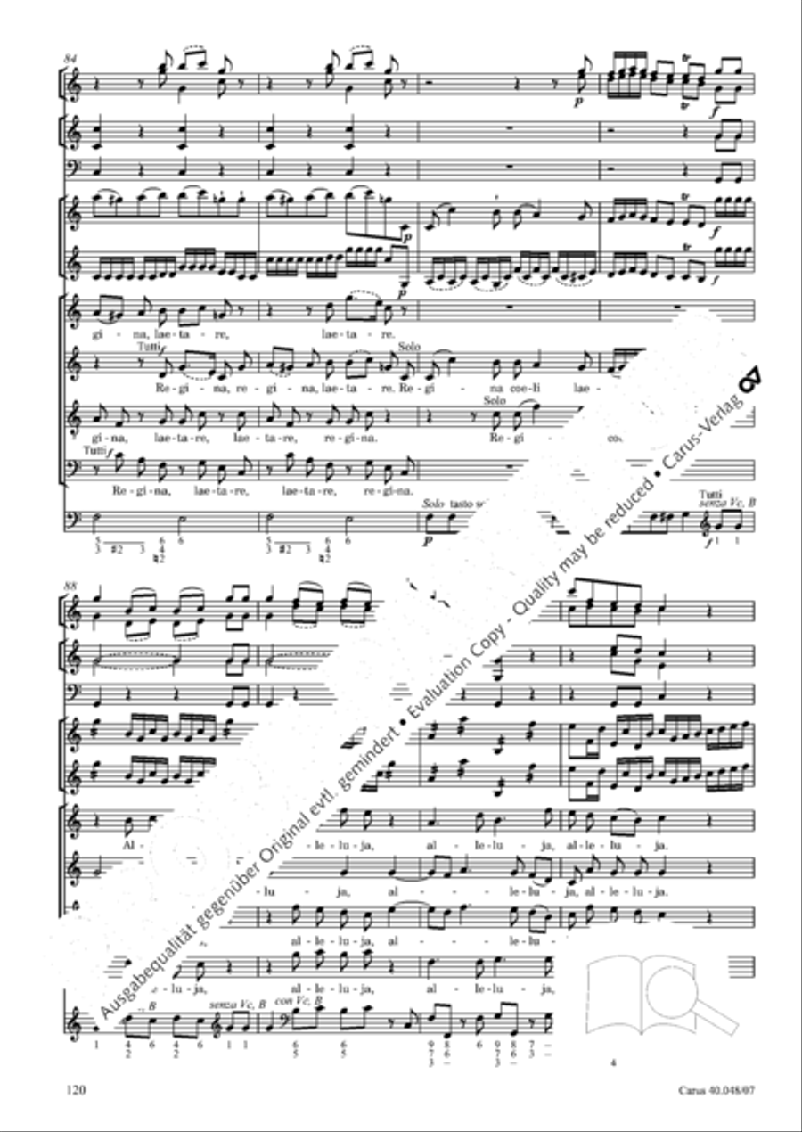Regina coeli in B-Flat Major, K. 127 4-Part scores gallery preview page 121
