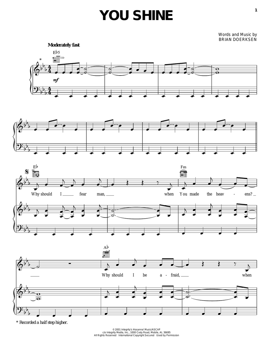 You Shine You Shine Acoustic Guitar scores gallery preview page 1