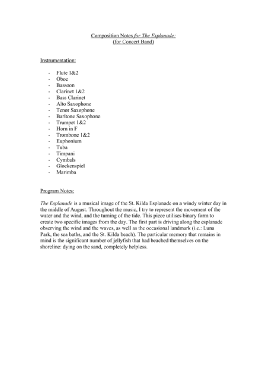 The Esplanade (Concert Band) - Score