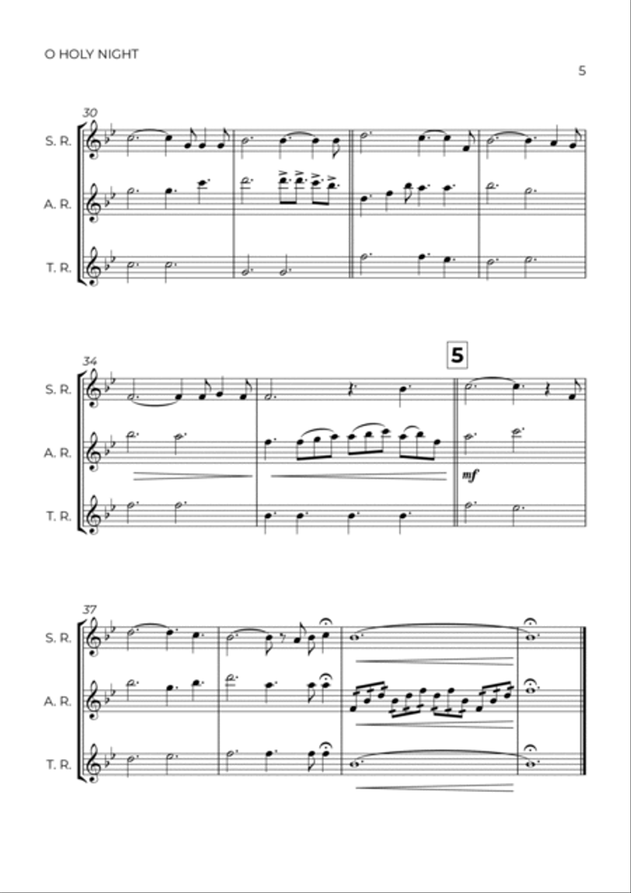 O Holy Night Soprano Recorder scores gallery preview page 5