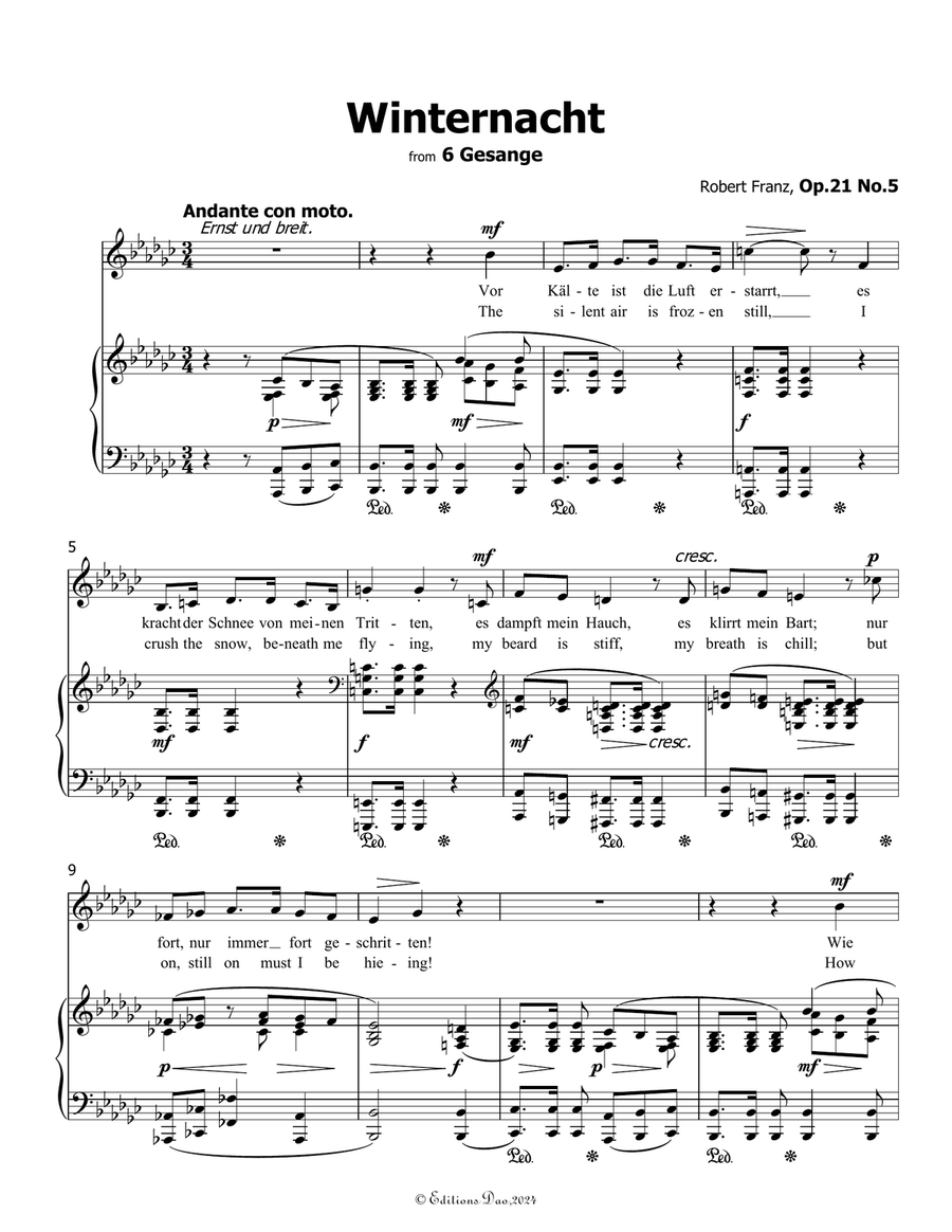 Winternacht, by Robert Franz, in e flat minor Voice scores gallery preview page 3