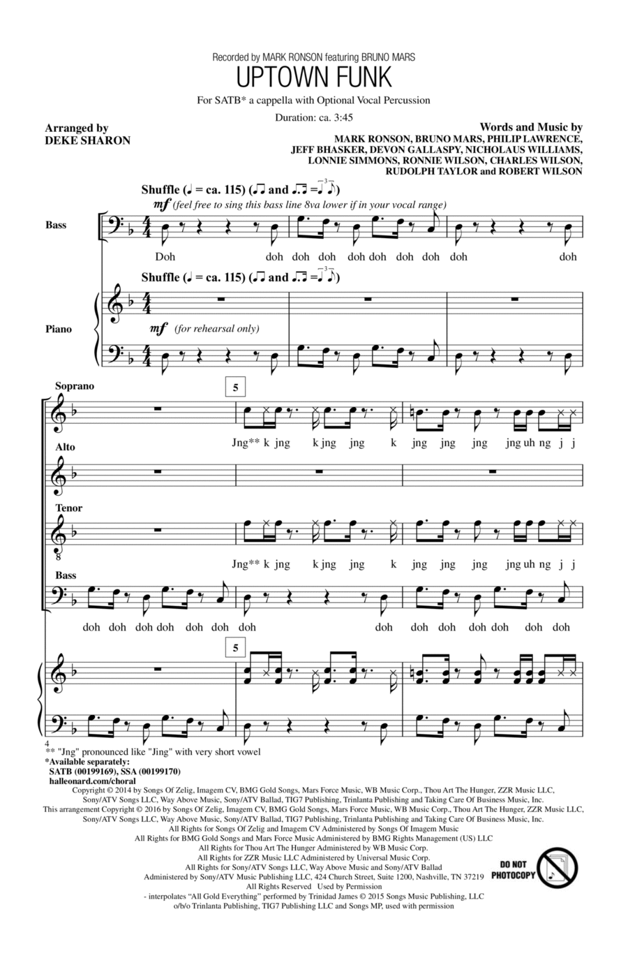 Uptown Funk (feat. Bruno Mars) (arr. Deke Sharon)