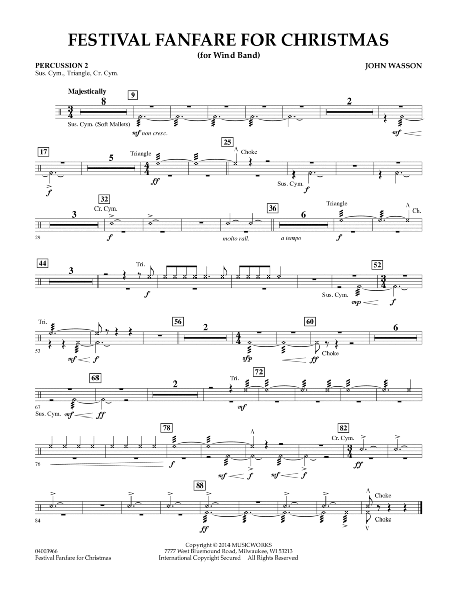 Festival Fanfare for Christmas (for Wind Band) - Percussion 2 Concert Band scores gallery preview page 1