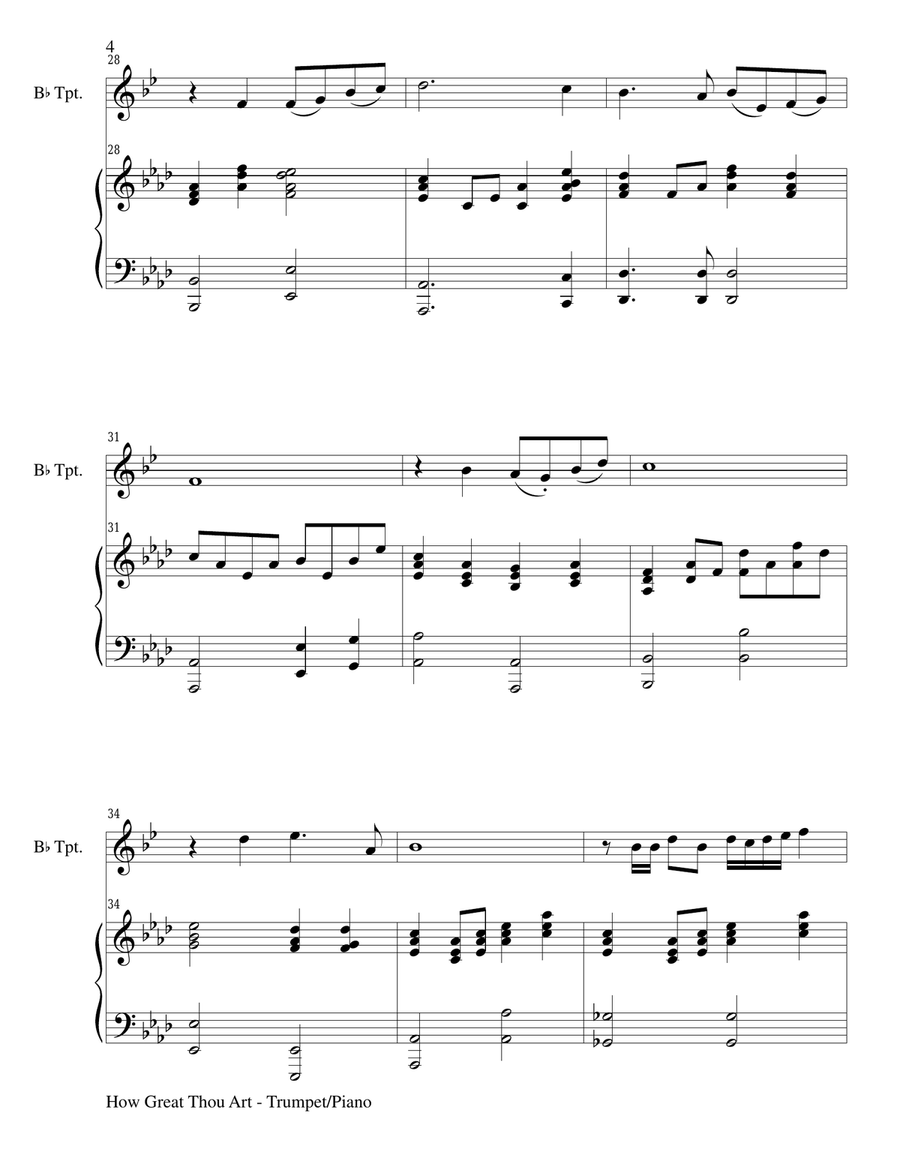 Gary Lanier: HYMNS of PRAISE and ADORATION (Duets for Bb Trumpet & Piano) Trumpet Duet scores gallery preview page 5