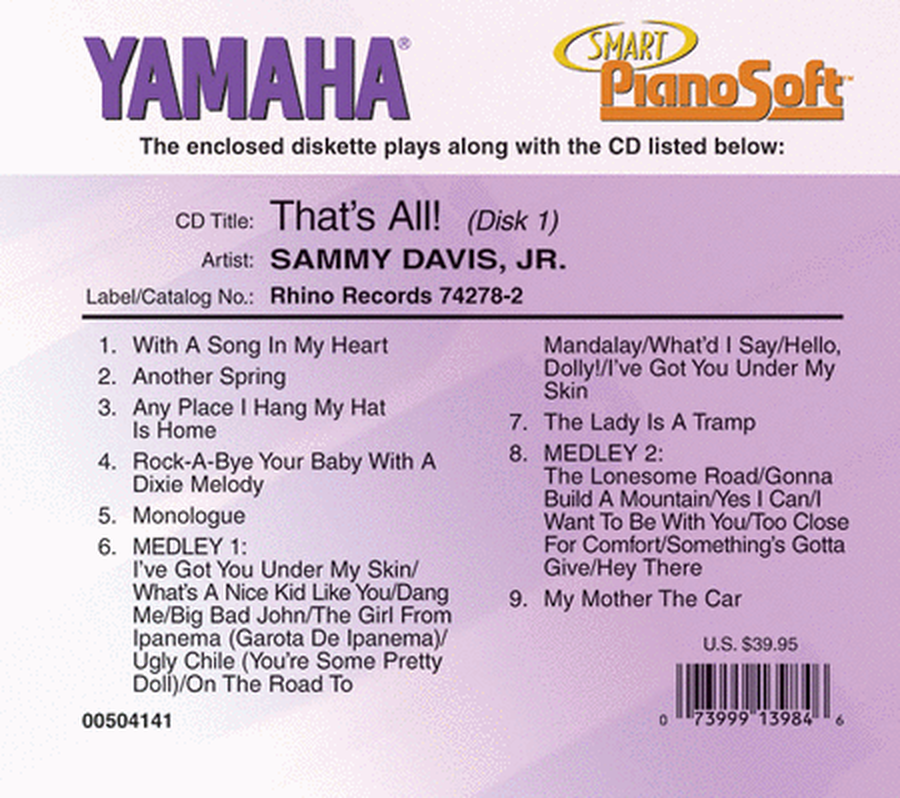 Sammy Davis, Jr. - That's All! (2-Disk Set) - Piano Software