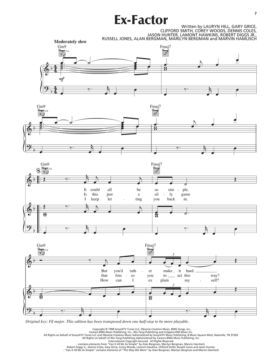 Ex-Factor Ex-Factor Piano, Vocal, Guitar scores gallery preview page 1