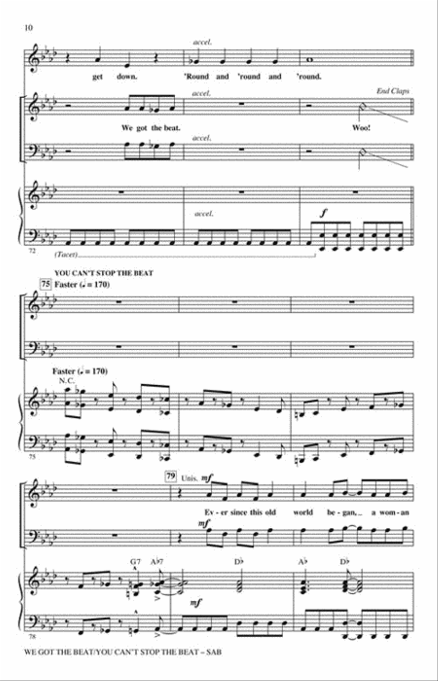 We Got the Beat/You Can't Stop the Beat 3-Part scores gallery preview page 4
