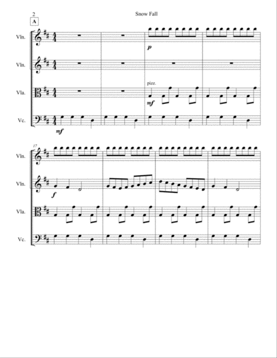 Snow Fall String Quartet scores gallery preview page 4