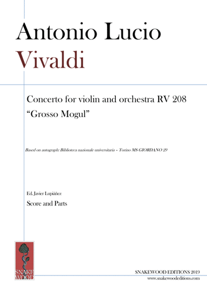 Vivaldi – Concerto in D RV 208 "Grosso Mogul" Score and parts (PDF)