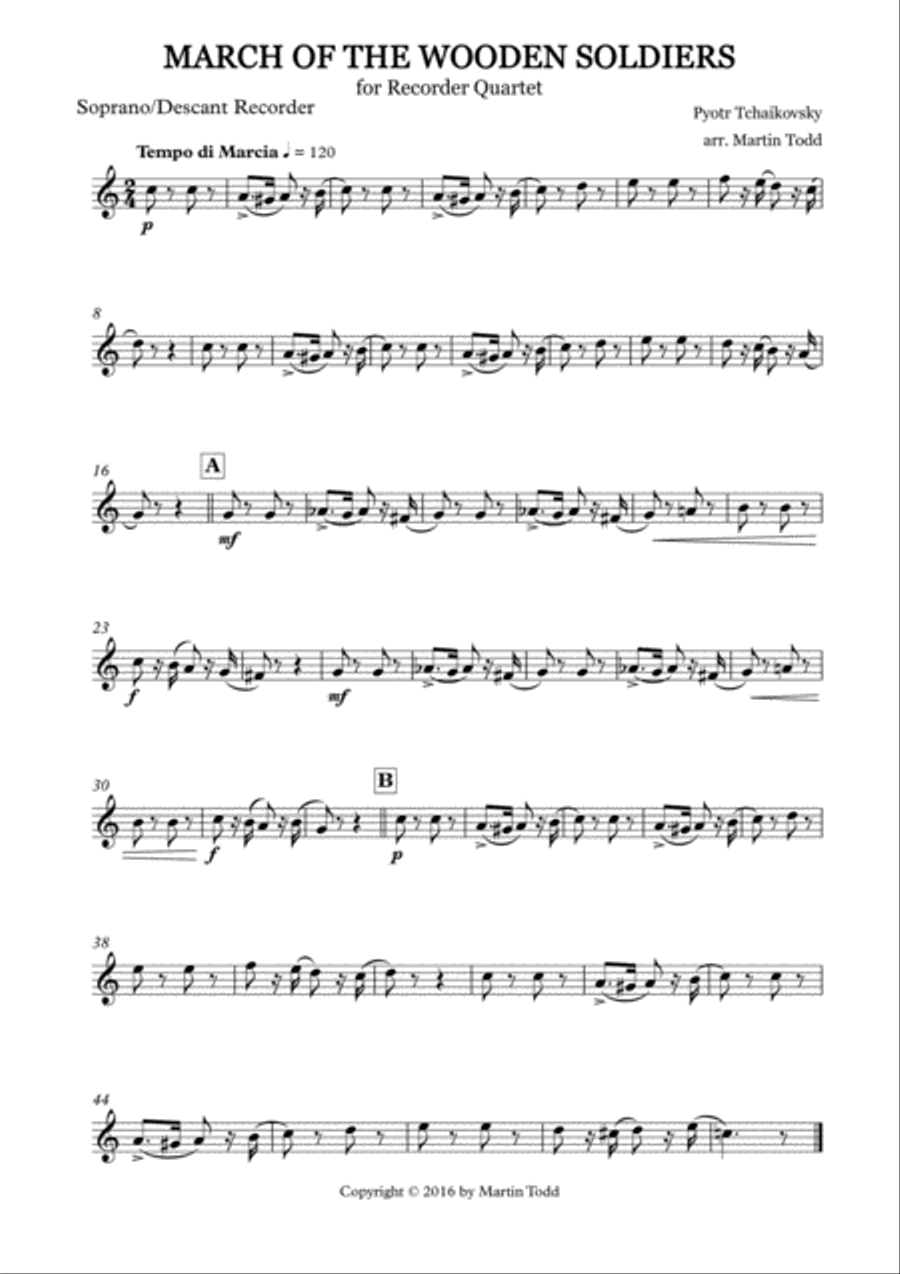 March of the Wooden Soldiers for Recorder Quartet Small Ensemble scores gallery preview page 5
