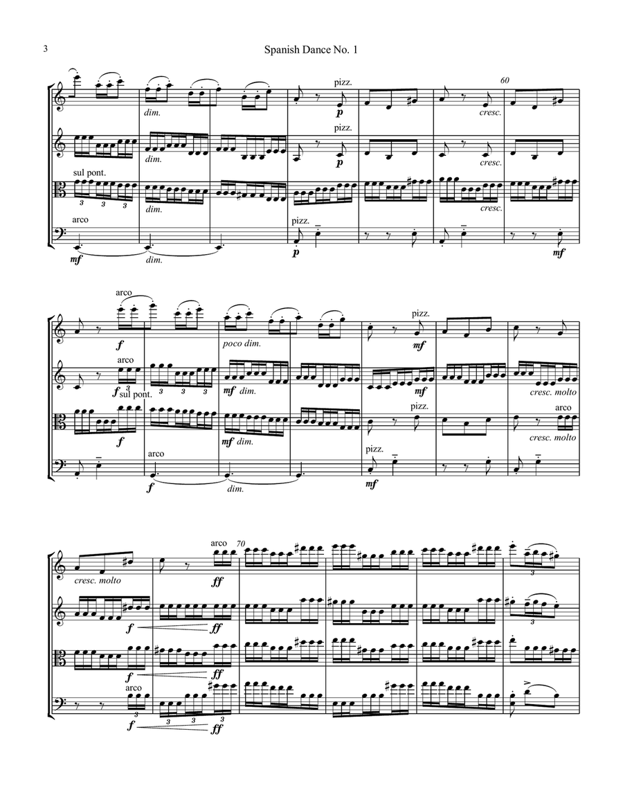 Spanish Dance No. 1, Danza from La vida breve for string quartet String Quartet scores gallery preview page 4
