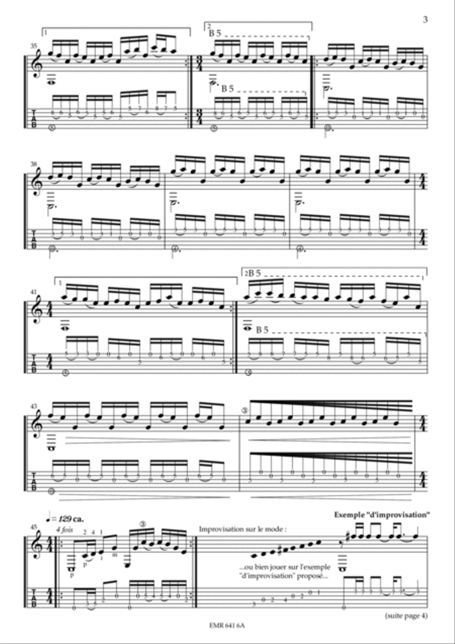 Eclairee par une luciole (avec tablature ) Guitar Tablature scores gallery preview page 4