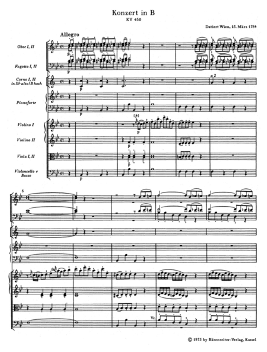 Piano Concerto B flat major, KV 450 Orchestra scores gallery preview page 2