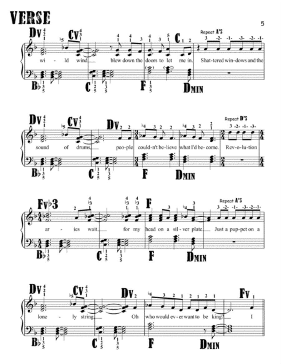 Viva La Vida Easy Piano scores gallery preview page 5