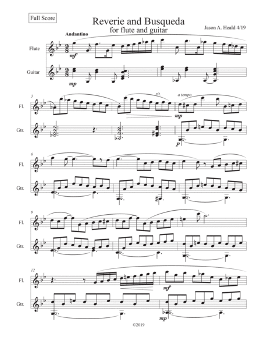 Reverie and Busqueda (for flute and guitar) Flute scores gallery preview page 2