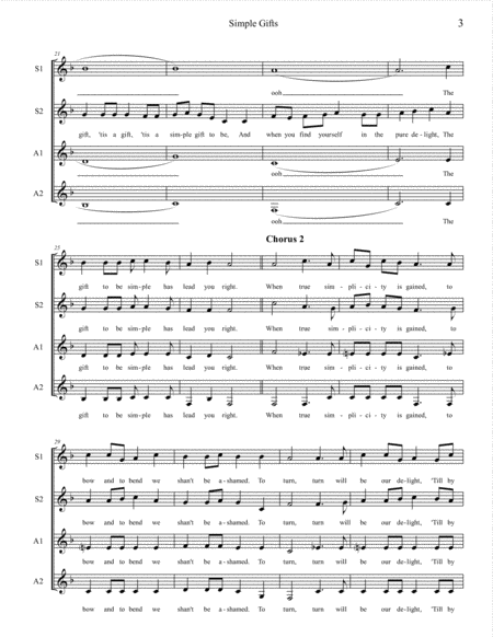 Simple Gifts, SSAA a cappella image number null