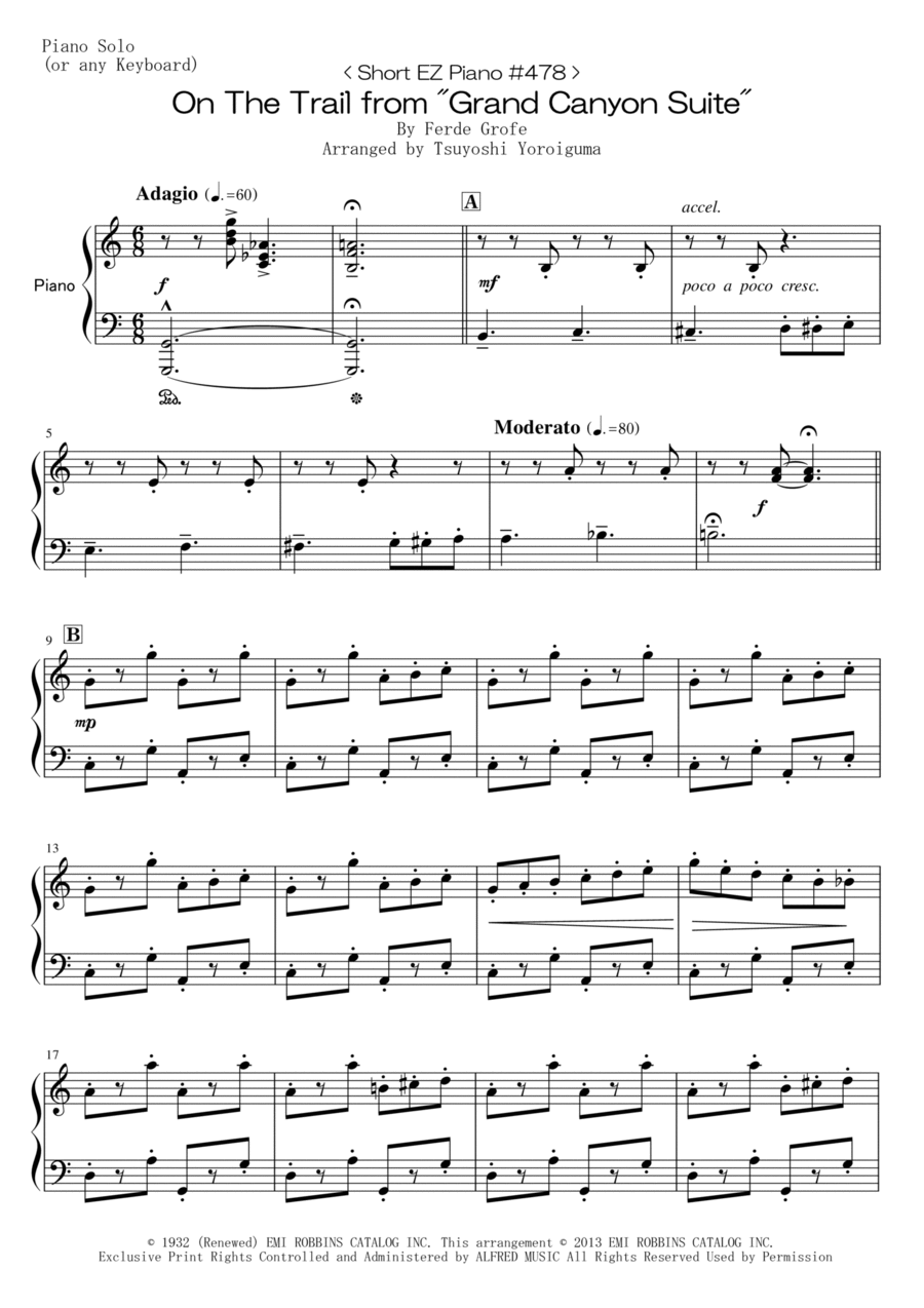 On The Trail On The Trail Easy Piano scores gallery preview page 1