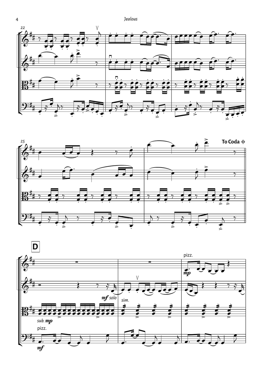 Jealous String Quartet scores gallery preview page 4