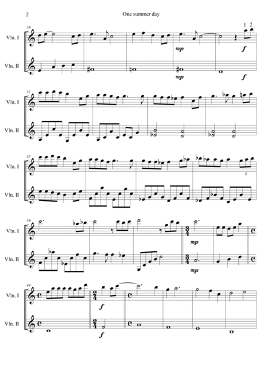 One Summer's Day String Duet scores gallery preview page 2