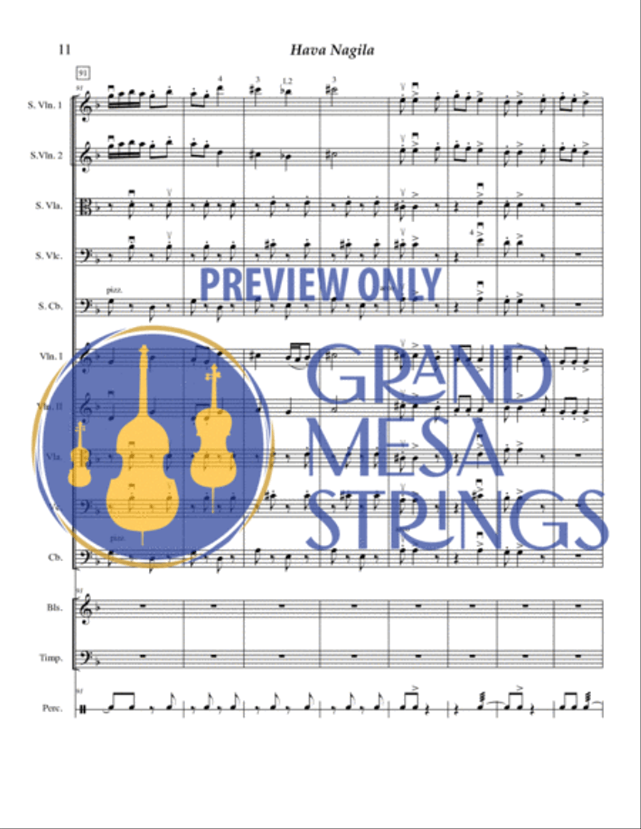 Hava Nagila Hava Nagila String Orchestra scores gallery preview page 12