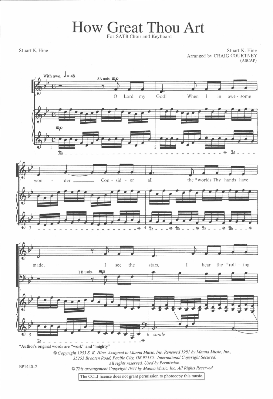 How Great Thou Art - Hine/Courtney 4-Part scores gallery preview page 2