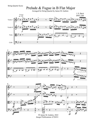 Bach: Prelude & Fugue in B Flat Major BWV 560 for String Quartet