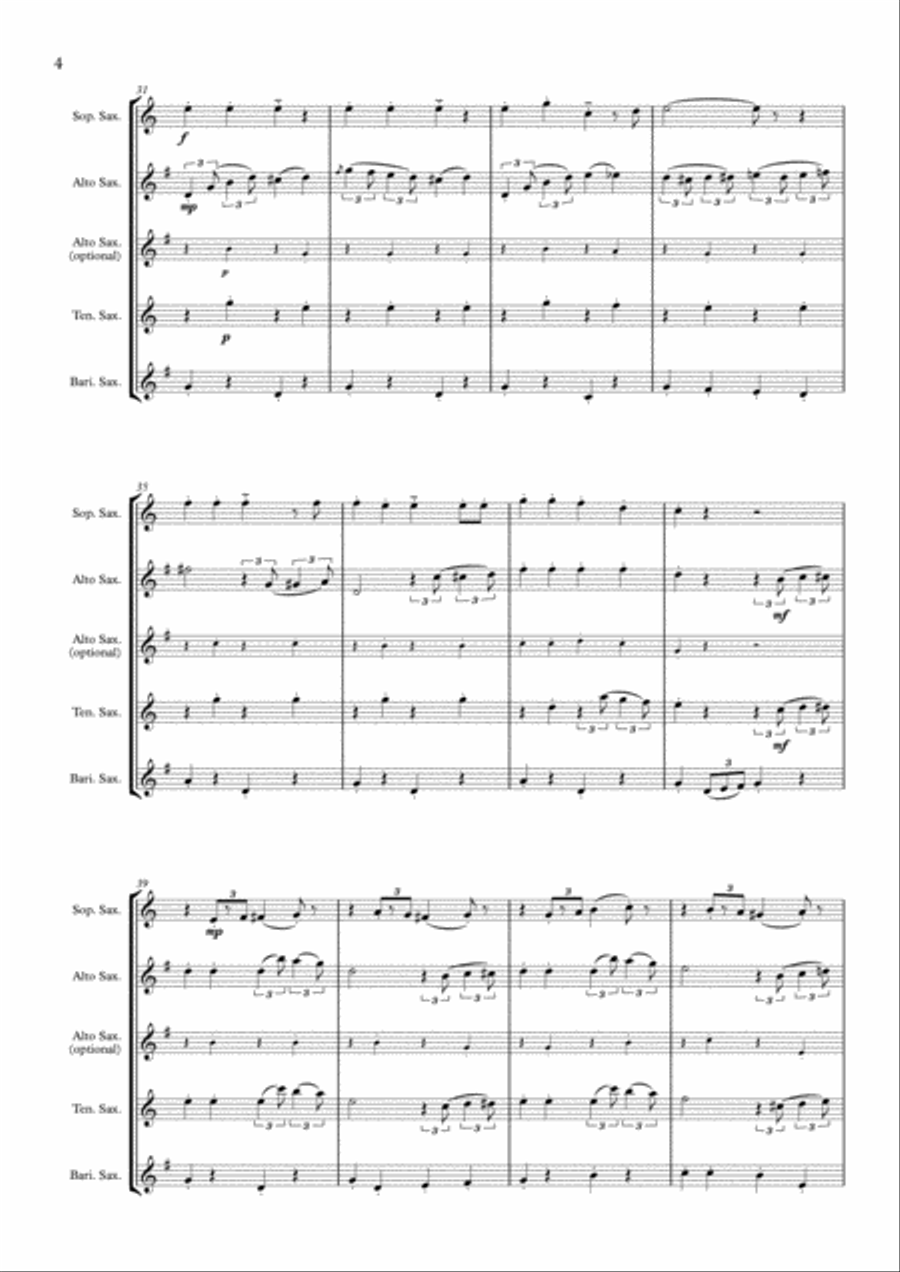 Jingle Bells (Saxophone Quartet / Quintet) - Score Saxophone Quartet scores gallery preview page 4